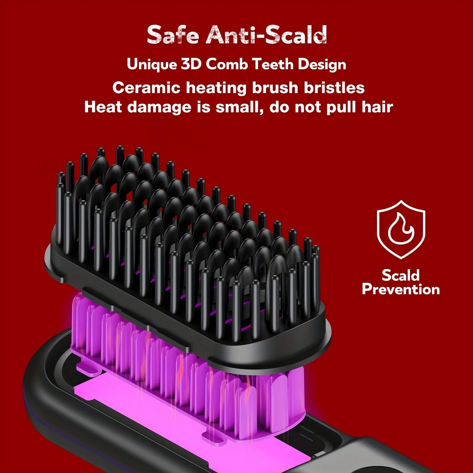 Cordless Hair Straightening Brush — Negative Ion Travel Styler