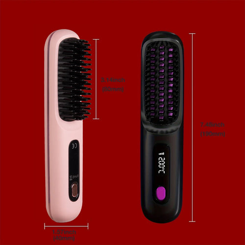Cordless Hair Straightening Brush — Negative Ion Travel Styler