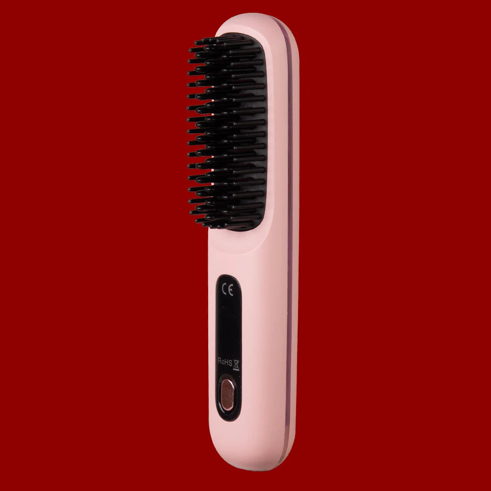 Cordless Hair Straightening Brush — Negative Ion Travel Styler