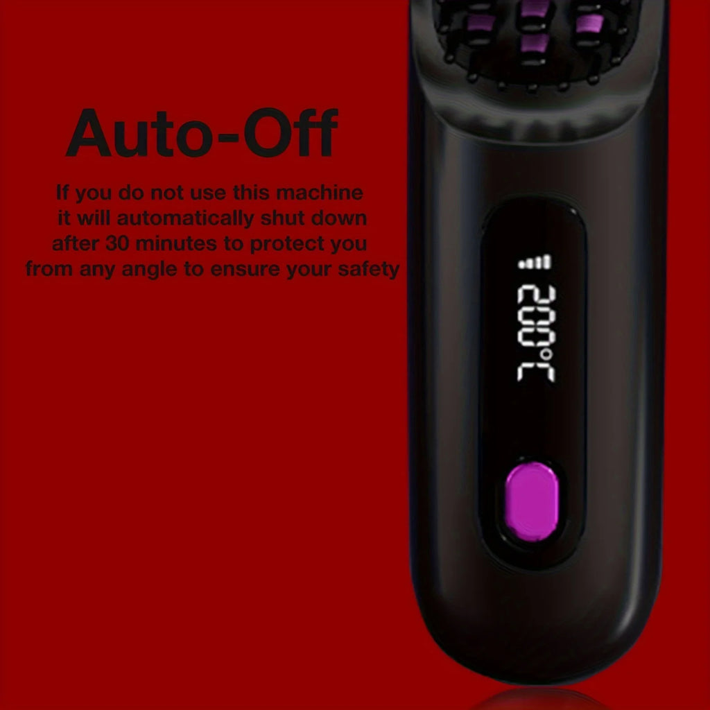 Cordless Hair Straightening Brush — Negative Ion Travel Styler
