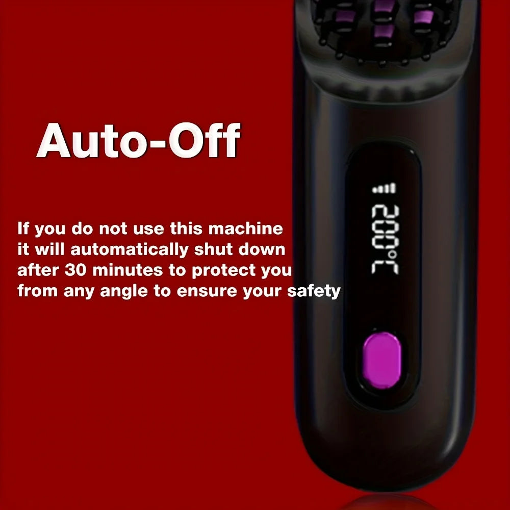 Cordless Hair Straightening Brush — Negative Ion Travel Styler