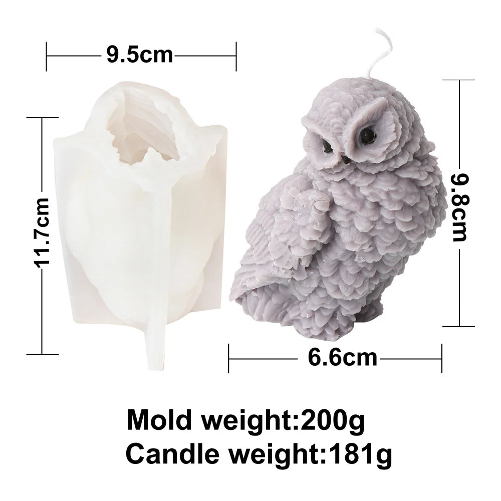 3D Owl Silicone Candle & Craft Mold — DIY Candle Making Gift