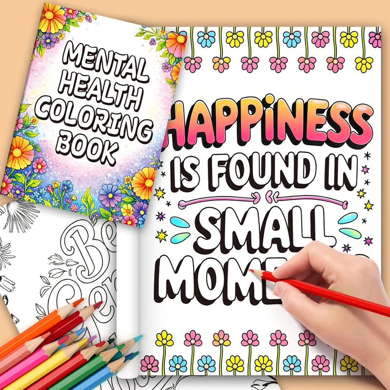 Happiness in Small Moments — Mental Health Colouring Book for Adults