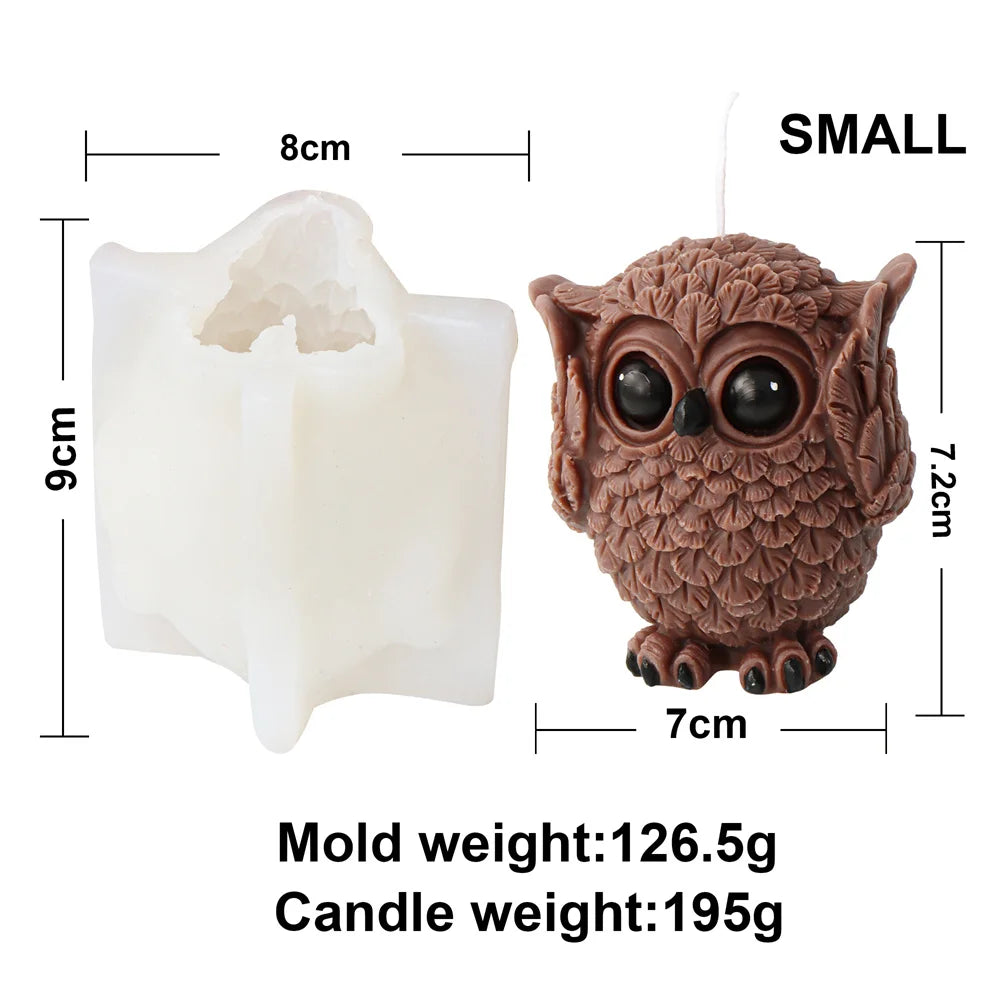 3D Owl Silicone Candle & Craft Mold — DIY Candle Making Gift