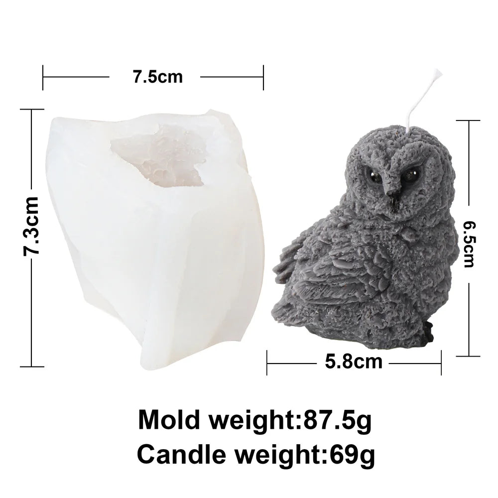 3D Owl Silicone Candle & Craft Mold — DIY Candle Making Gift