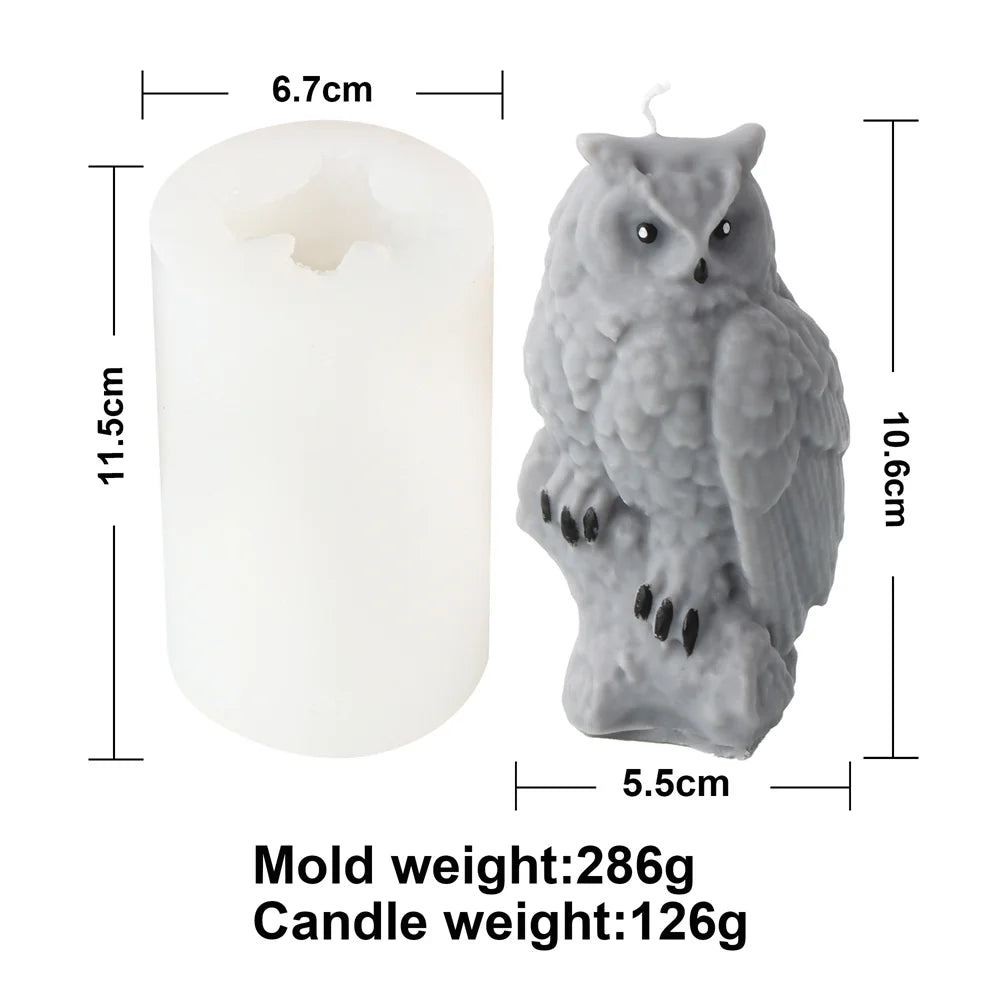 3D Owl Silicone Candle & Craft Mold — DIY Candle Making Gift