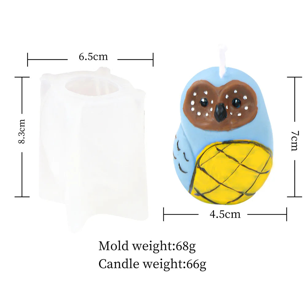 3D Owl Silicone Candle & Craft Mold — DIY Candle Making Gift