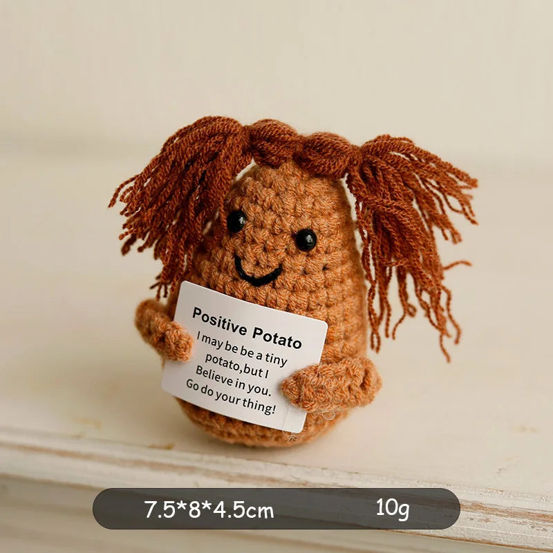 Positive Energy Crochet Potato — Handmade Plush Charm & Gift