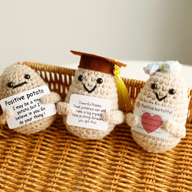 Positive Energy Crochet Potato — Handmade Plush Charm & Gift