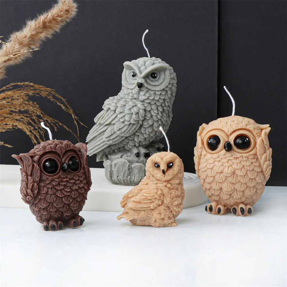 3D Owl Silicone Candle & Craft Mold — DIY Candle Making Gift