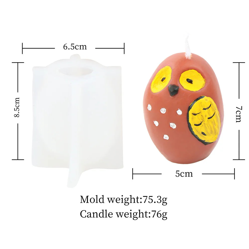 3D Owl Silicone Candle & Craft Mold — DIY Candle Making Gift