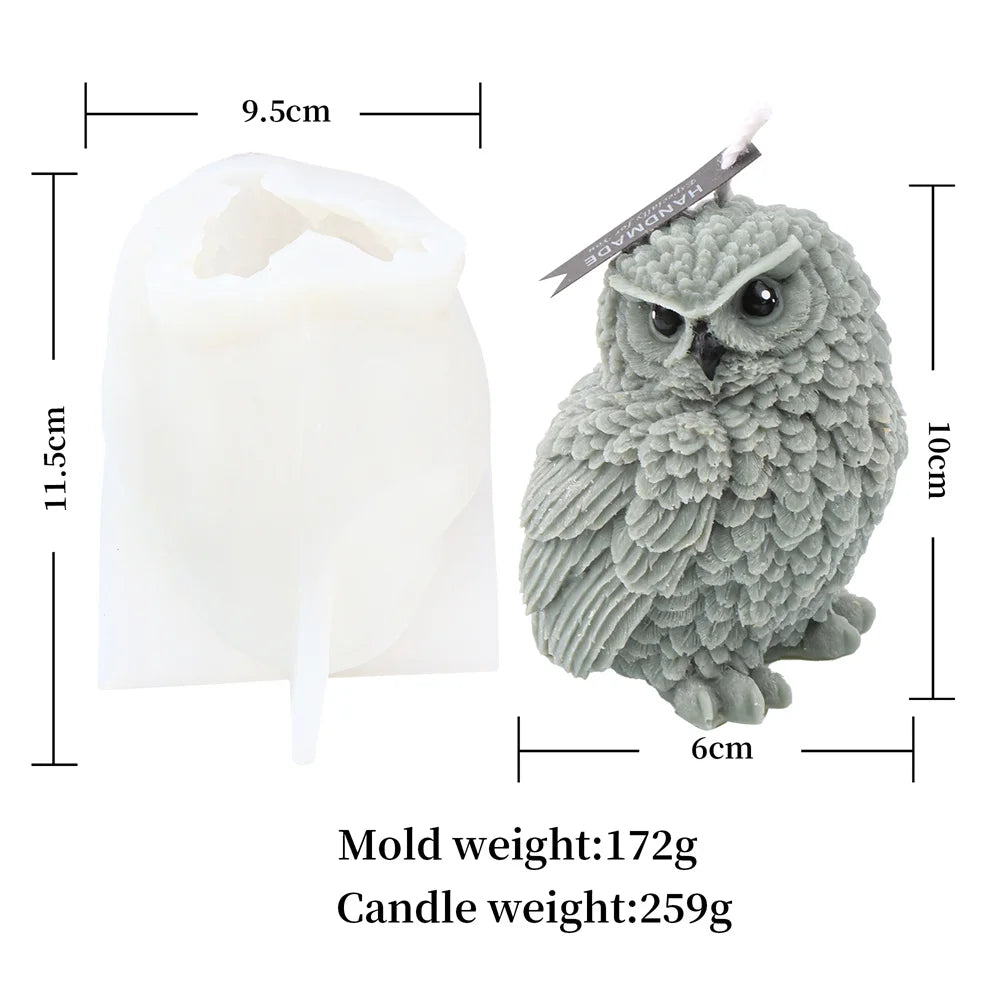 3D Owl Silicone Candle & Craft Mold — DIY Candle Making Gift