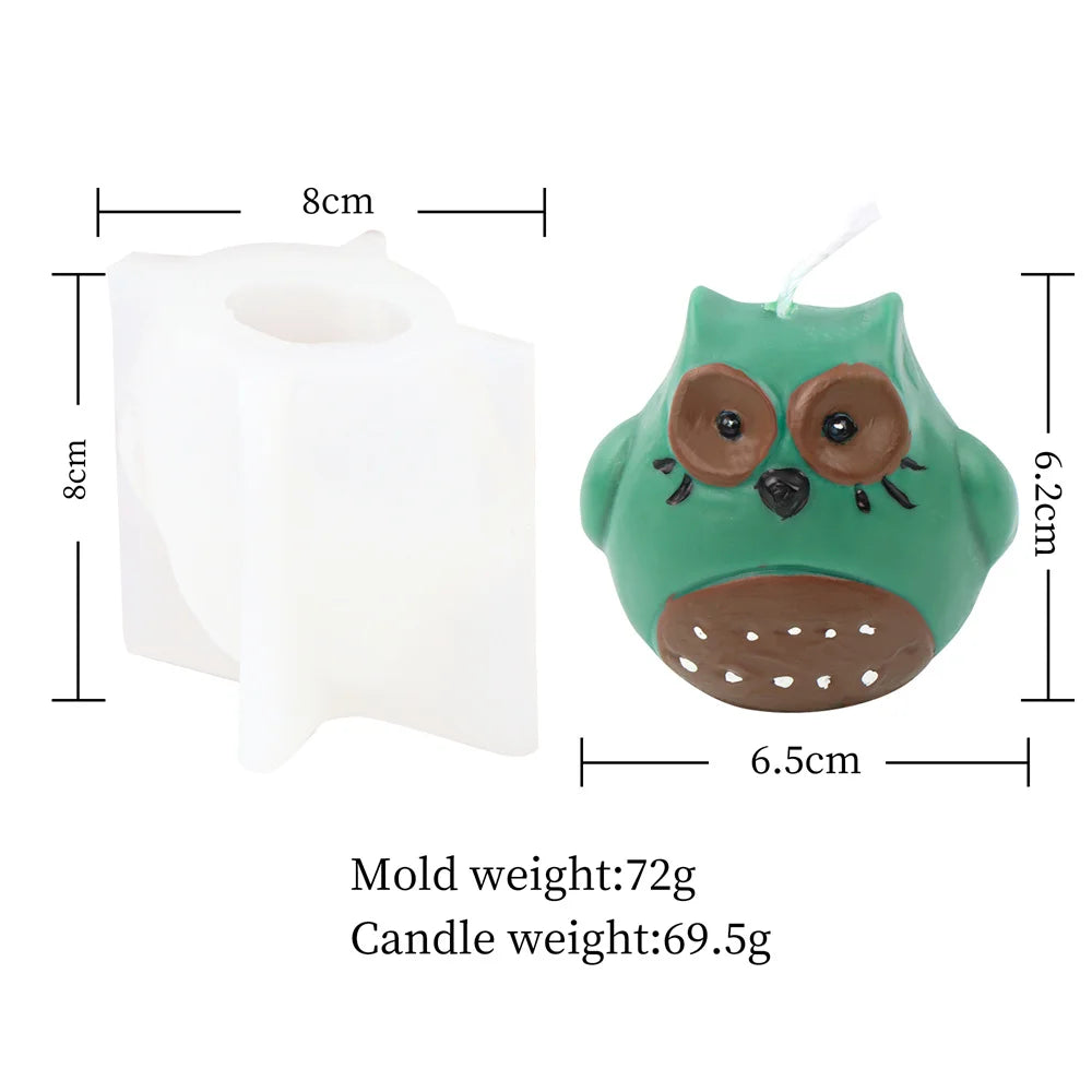 3D Owl Silicone Candle & Craft Mold — DIY Candle Making Gift
