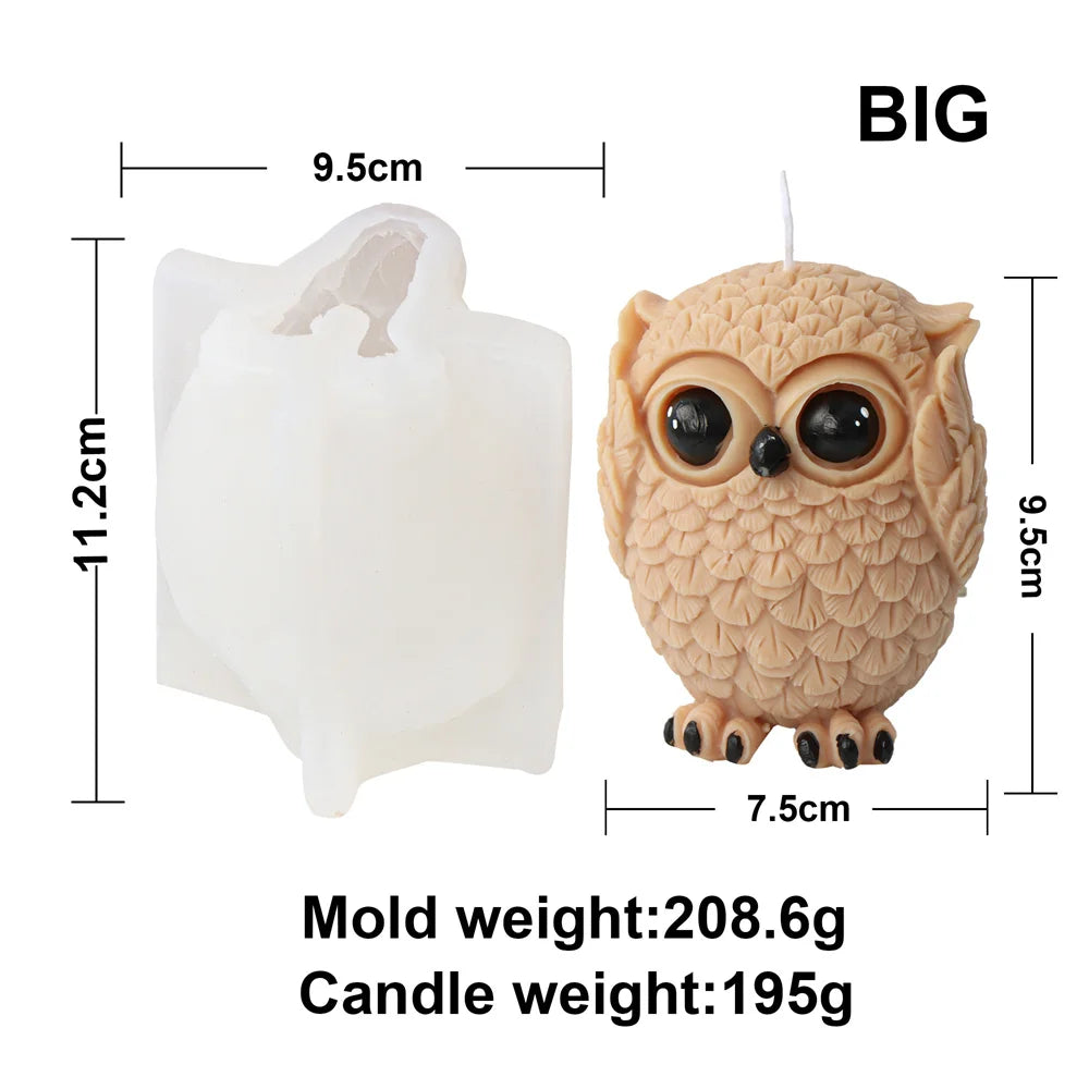 3D Owl Silicone Candle & Craft Mold — DIY Candle Making Gift