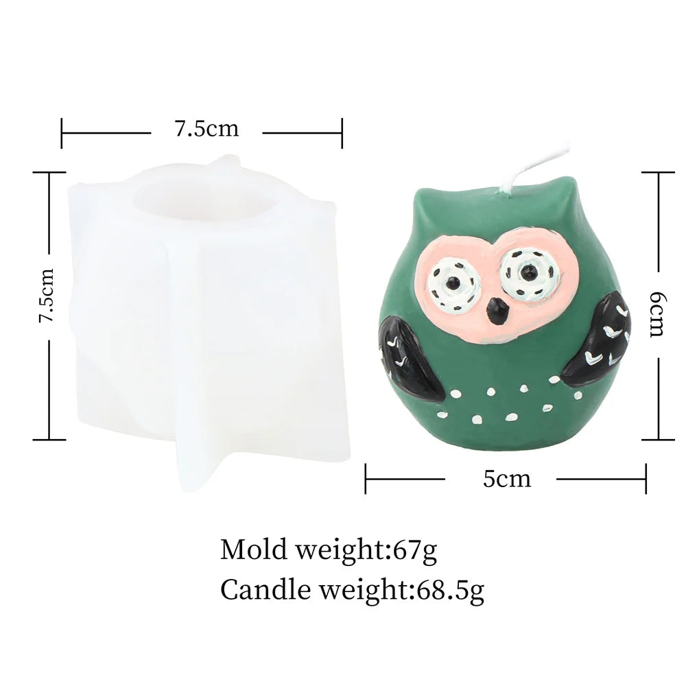 3D Owl Silicone Candle & Craft Mold — DIY Candle Making Gift